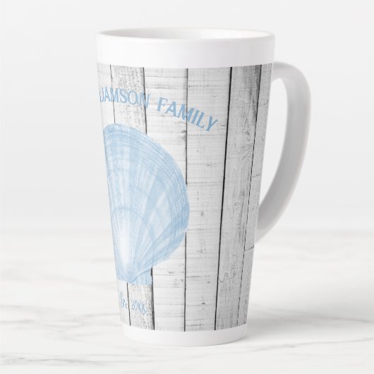 Blue Scallop Shell Latte Mok (Rechterhoek)