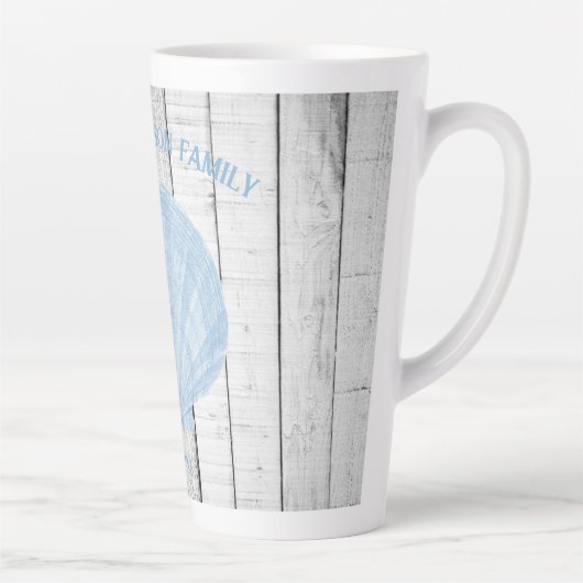 Blue Scallop Shell Latte Mok (Rechts)