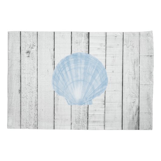 Blue  Scallop Shell Pillow Hoesje Kussensloop (Achterkant)