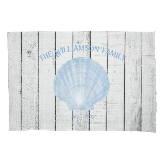 Blue Scallop Shell Pillow Hoesje Kussensloop (Voorkant)
