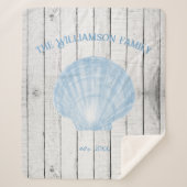 Blue  Scallop Shell Sherpa Blanket Deken (Voorkant)