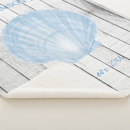 Blue  Scallop Shell Sherpa Blanket Deken (3/4)