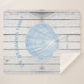 Blue  Scallop Shell Sherpa Blanket Sherpa Deken (Voorkant (horizontaal))