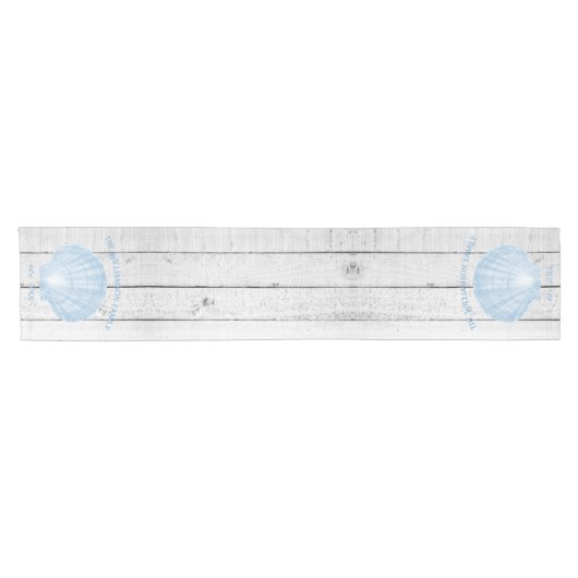 Blue Scallop Shell Short Table Runner Korte Tafelloper (Horizontaal)