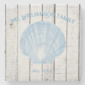 Blue Scallop Shell Stone Onderzetter (Voorkant)