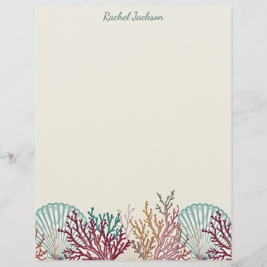 Blue Scallop Shells and Coral Briefhoofd (Voorkant)