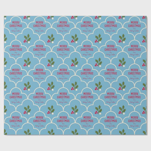 Blue Scallop Tegel Christmas Springs Custom Cadeaupapier (Vlak)