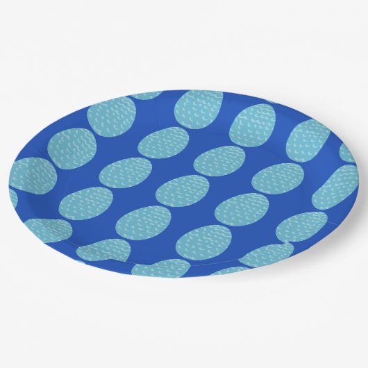 Blue Scalloped Easter Eggs Papieren Bordje (Gekanteld)