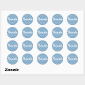Blue Scallops Patroon Ronde Sticker (Vel)