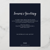 Blue Scandinavian Nordic Reindeer Business Folie Feestdagenkaart (Achterkant)