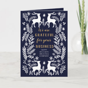 Blue Scandinavian Nordic Winter Reindeer Business Feestdagen Kaart