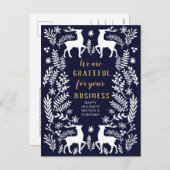 Blue Scandinavian Nordic Winter Reindeer Business Feestdagenkaart (Voorkant / Achterkant)