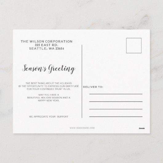 Blue Scandinavian Nordic Winter Reindeer Business Feestdagenkaart (Achterkant)