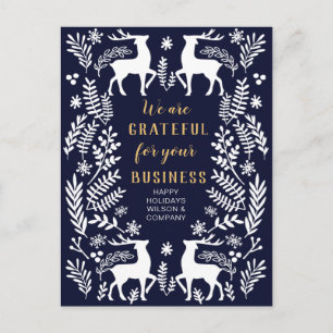 Blue Scandinavian Nordic Winter Reindeer Business Feestdagenkaart