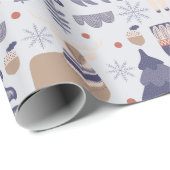 Blue Scandinavian Winter Fox Badger Cadeaupapier (Rol Hoek)