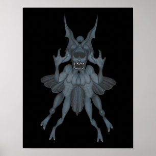 Blue Scary Goblin Halloween Poster