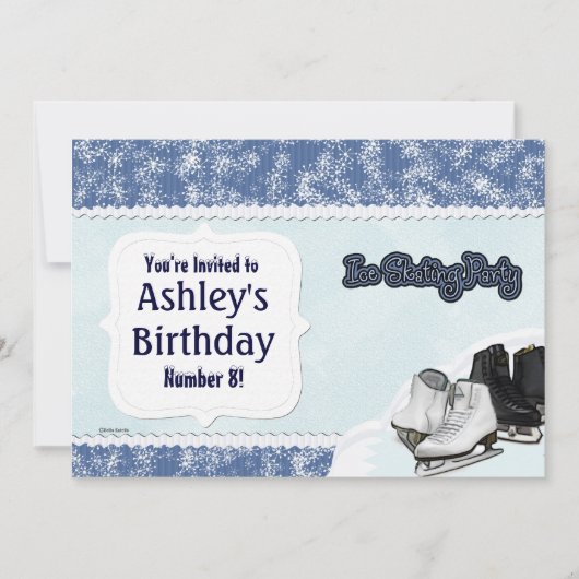 Blue Schaats Party Kaart (Voorkant)
