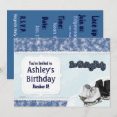 Blue Schaats Party Kaart (Voorkant / Achterkant)