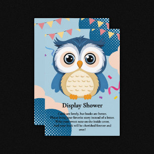 Blue Schattig Woodland Baby Owl Baby shower Informatiekaartje