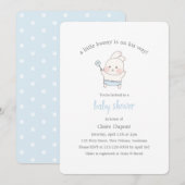 Blue Schattige Bunny Waterverf Simple Boy Baby sho Kaart (Voorkant / Achterkant)