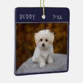 Blue Schattige Dog Pet 2 foto's Kerst Keramisch Ornament (Rechts)