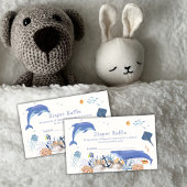 Blue Schattige Dolphin Whale Diaper Raffle Baby sh Informatiekaartje