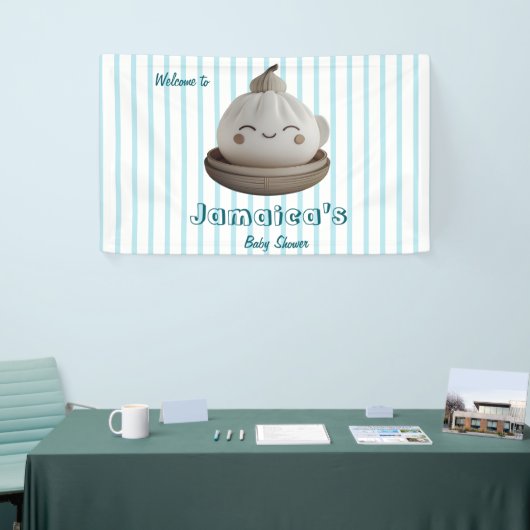 Blue Schattige Dumpling Welkom Baby shower Banner (Beurs)