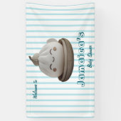 Blue Schattige Dumpling Welkom Baby shower Banner (Verticaal)