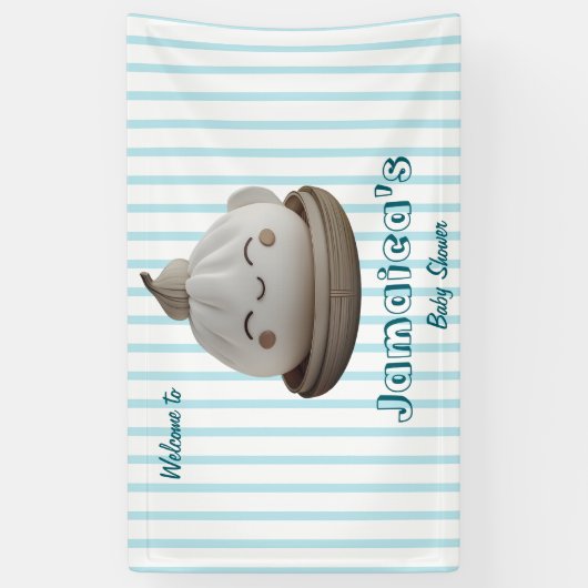 Blue Schattige Dumpling Welkom Baby shower Banner (Verticaal)