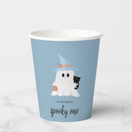 Blue Schattige Ghost Halloween eerste verjaardag Papieren Bekers