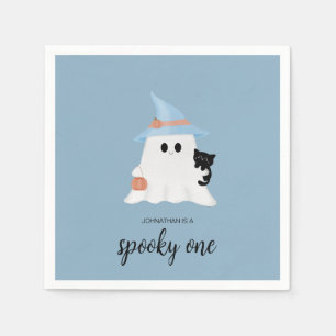 Blue Schattige Ghost Halloween Spooky One Birthday Servet