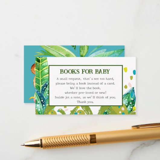 Blue Schattige Monkey Baby Boeken Aanvraag Informatiekaartje (Voorkant / Achterkant in situ)