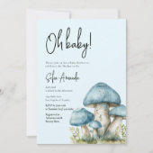 Blue Schattige Mushroom Baby shower Kaart (Voorkant)