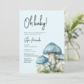 Blue Schattige Mushroom Baby shower Kaart (Staand voorkant)