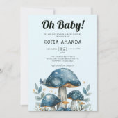 Blue Schattige Mushroom Baby shower Kaart (Voorkant)