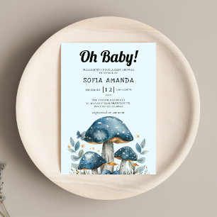 Blue Schattige Mushroom Baby shower Kaart