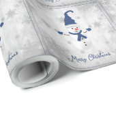 Blue Schattige Snowman Christmas Wrapping Paper Cadeaupapier (Rol Hoek)
