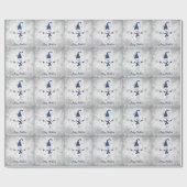 Blue Schattige Snowman Christmas Wrapping Paper Cadeaupapier (Vlak)