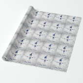 Blue Schattige Snowman Christmas Wrapping Paper Cadeaupapier (Uitgerold)
