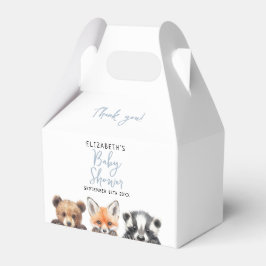 Blue Schattige Waterverf Woodland Animals Baby sho Bedankdoosjes