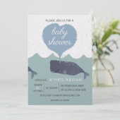 Blue Schattige Whale Baby shower Invitation (Staand voorkant)