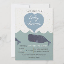 Blue Schattige Whale Baby shower Invitation