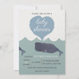 Blue Schattige Whale Baby shower Invitation