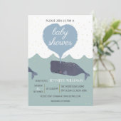 Blue Schattige Whale Baby shower Invitation Kaart (Staand voorkant)