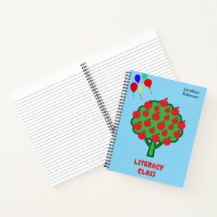 Blue School Class Onderwerp Apple Tree Name Notitieboek