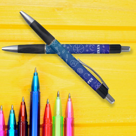 Blue School elementen patroon gepersonaliseerd Pen