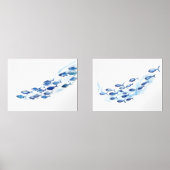 Blue School of Fish Waterverf Muurkunst Sets (Voorkant)