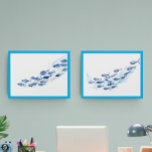Blue School of Fish Waterverf Muurkunst Sets<br><div class="desc">Dit ontwerp kan worden gepersonaliseerd door de Edit optie van het Ontwerp te kiezen. Je kunt ook overdragen naar andere objecten. Neem contact met me op via colorflowcreations@gmail.com of gebruik de chatoptie bovenaan de pagina als u dit ontwerp op een ander product wilt plaatsen of hulp nodig hebt bij dit...</div>