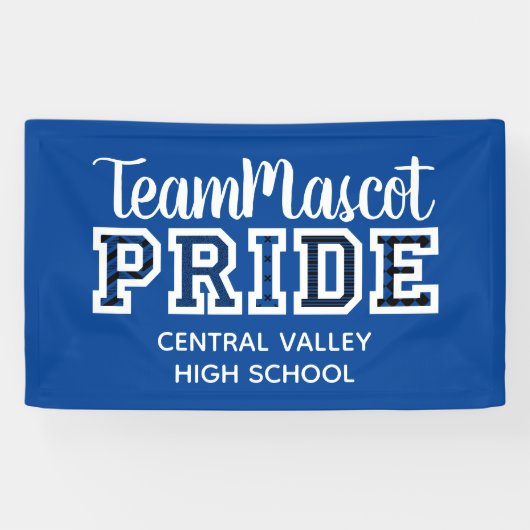 Blue School Pride Mascot Name Banner (Horizontaal)