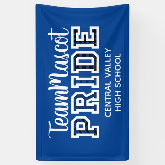 Blue School Pride Mascot Name Banner (Verticaal)